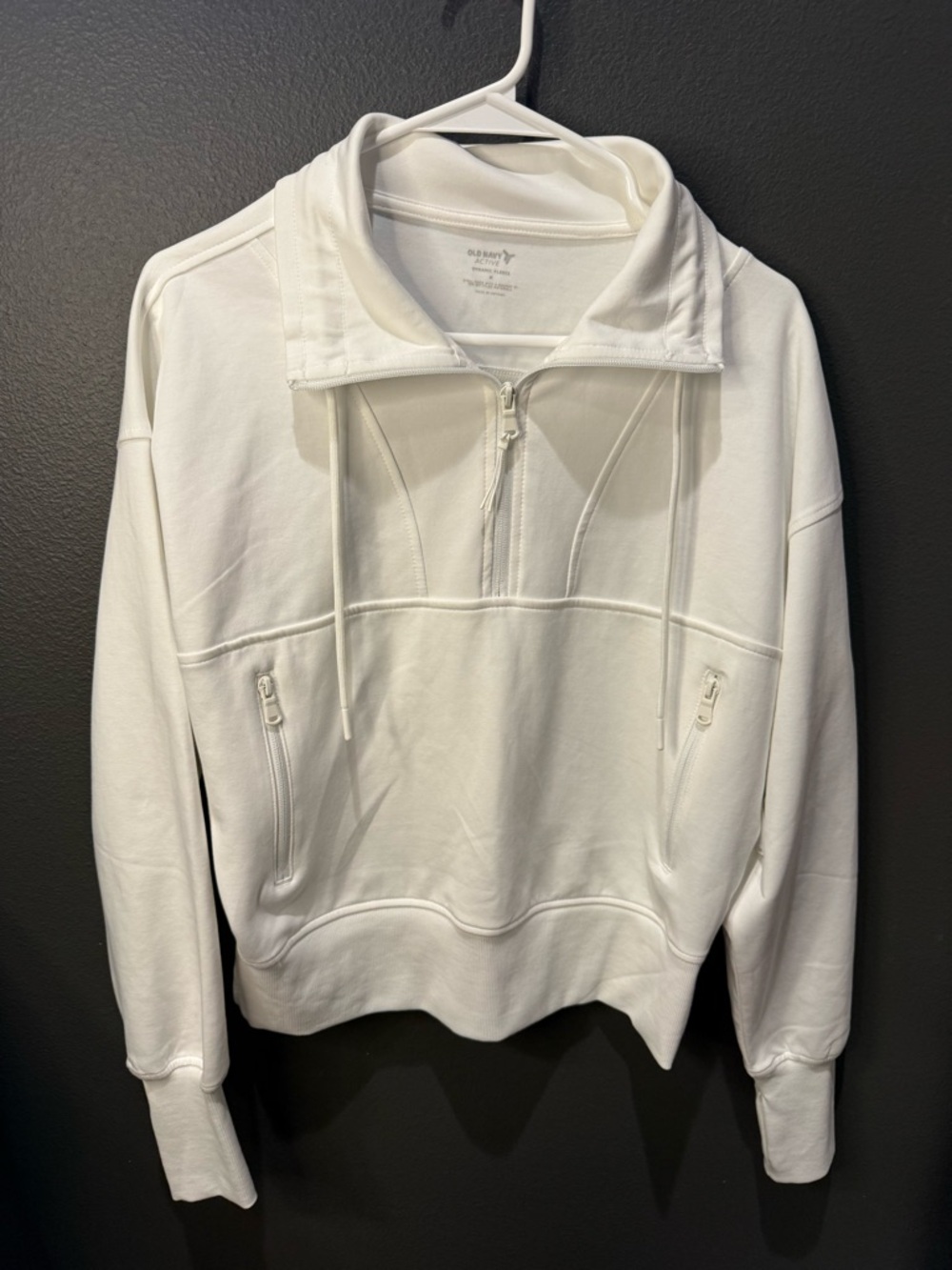Old Navy White Quarter-Zip Pullover Hoodie